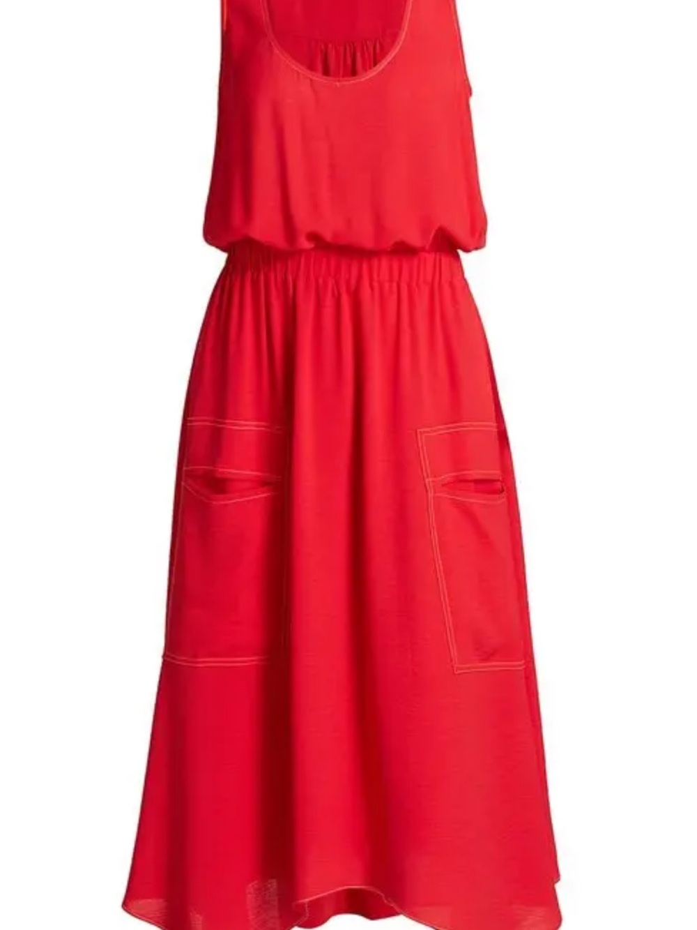 Ramy Brook Red Sleeveless Elastic-Waist Maxi Dress 100 Polyester ptp18